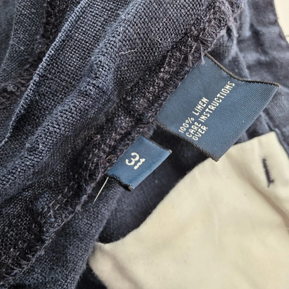 Polo Ralph Lauren 100% Linen Tyler Short Mens 30, Blue Pleated 8
